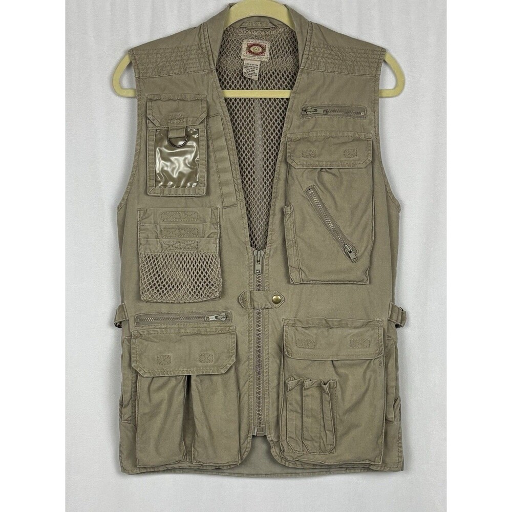Vtg 1986 Banana Republic Safari Vest Mesh Photojournalist Fishing Khaki XS 80s